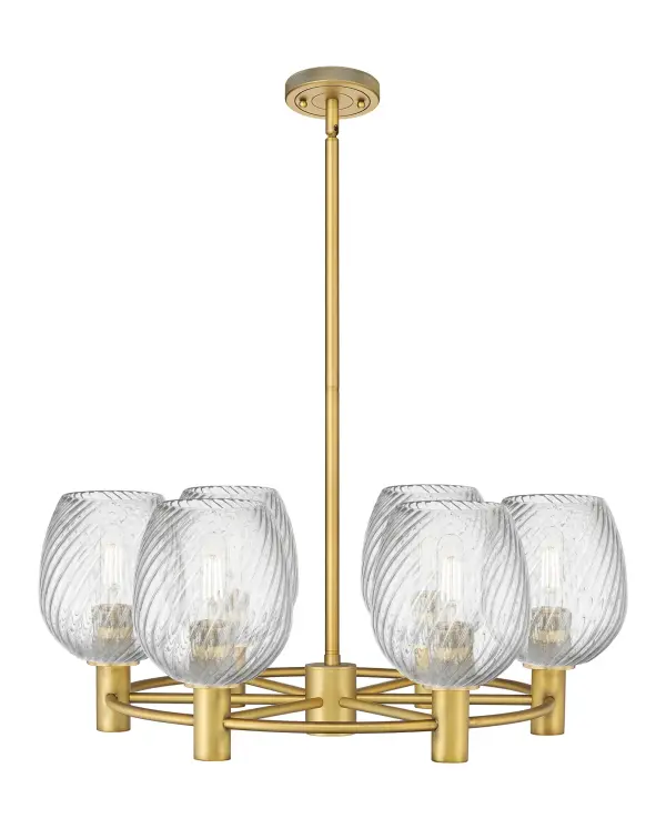 Details abound in the Crown Point Collection with an industrial take on modern sophistication. This stunning line of fixtures features cylindrical glass set in an updated restoration style frame with intricate knurling detail on the sockets, canopy, and finials.