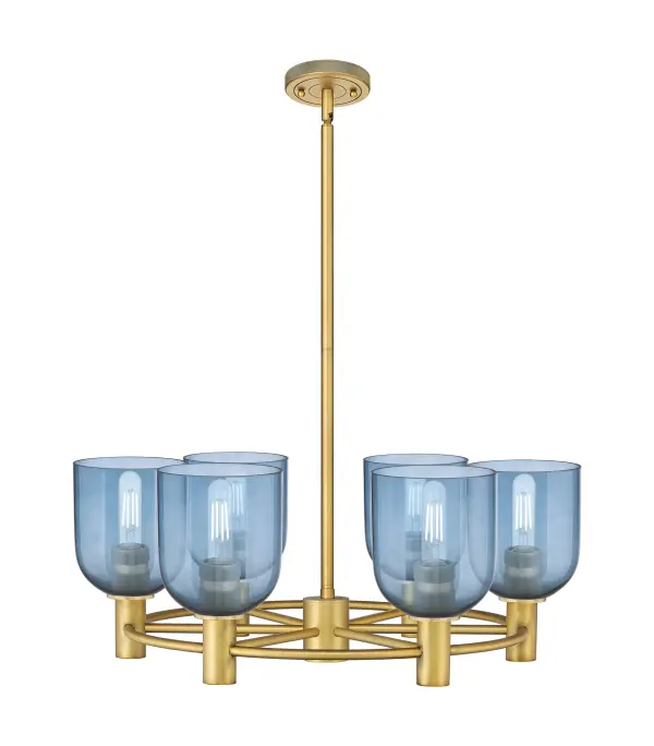Details abound in the Crown Point Collection with an industrial take on modern sophistication. This stunning line of fixtures features cylindrical glass set in an updated restoration style frame with intricate knurling detail on the sockets, canopy, and finials.