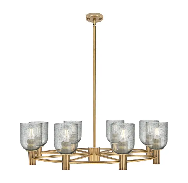 Details abound in the Crown Point Collection with an industrial take on modern sophistication. This stunning line of fixtures features cylindrical glass set in an updated restoration style frame with intricate knurling detail on the sockets, canopy, and finials.