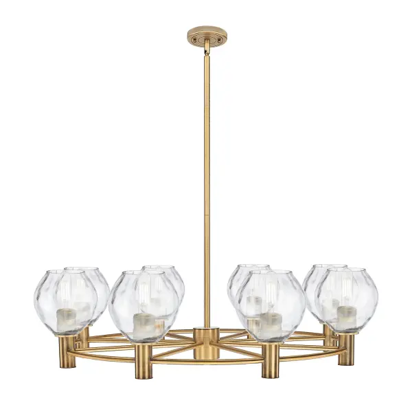 Details abound in the Crown Point Collection with an industrial take on modern sophistication. This stunning line of fixtures features cylindrical glass set in an updated restoration style frame with intricate knurling detail on the sockets, canopy, and finials.