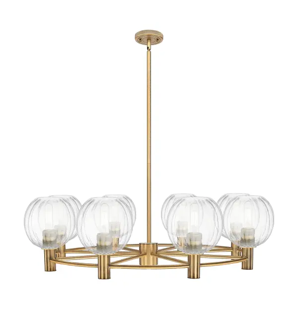 Details abound in the Crown Point Collection with an industrial take on modern sophistication. This stunning line of fixtures features cylindrical glass set in an updated restoration style frame with intricate knurling detail on the sockets, canopy, and finials.