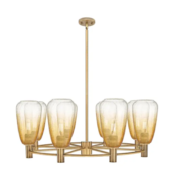 Details abound in the Crown Point Collection with an industrial take on modern sophistication. This stunning line of fixtures features cylindrical glass set in an updated restoration style frame with intricate knurling detail on the sockets, canopy, and finials.
