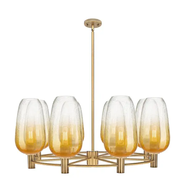 Details abound in the Crown Point Collection with an industrial take on modern sophistication. This stunning line of fixtures features cylindrical glass set in an updated restoration style frame with intricate knurling detail on the sockets, canopy, and finials.