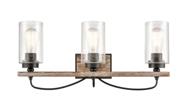 The fixtures in the Paladin Collection deliver charming modern farmhouse design.  The hand carved wood detail creates a natural feel that enhances the distinctive look of the collection.