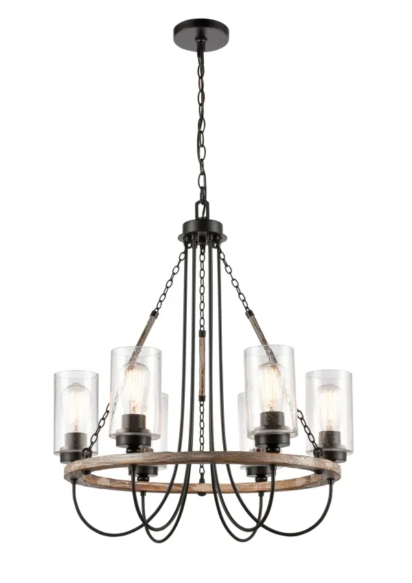 The fixtures in the Paladin Collection deliver charming modern farmhouse design. The hand carved wood detail creates a natural feel that enhances the distinctive look of the collection.