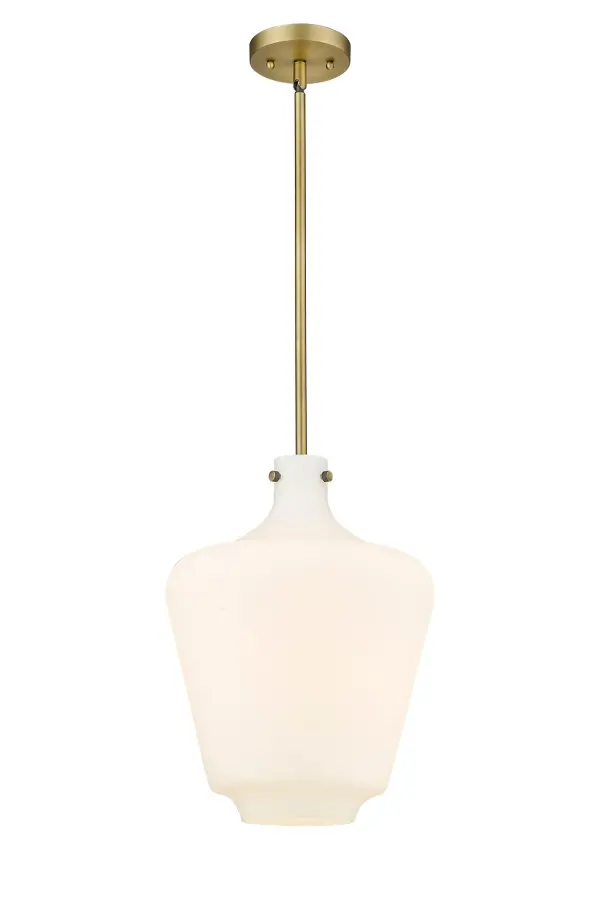 The clear and complex shaped hand blown glass shade of the Norwalk provides atmospheric qualities to a truly traditional pendant fixture.