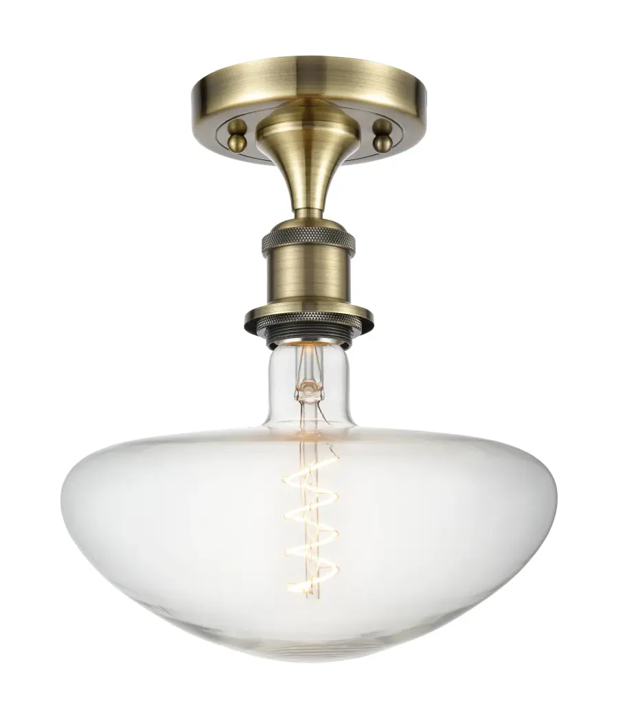 Bare Bulb - Antique Brass - Semi-Flush Mount - Image 1