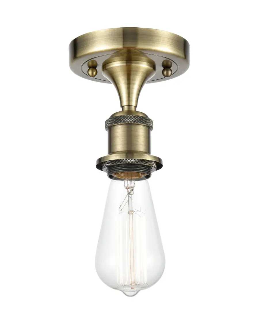 Bare Bulb - Antique Brass - Semi-Flush Mount - Image 1