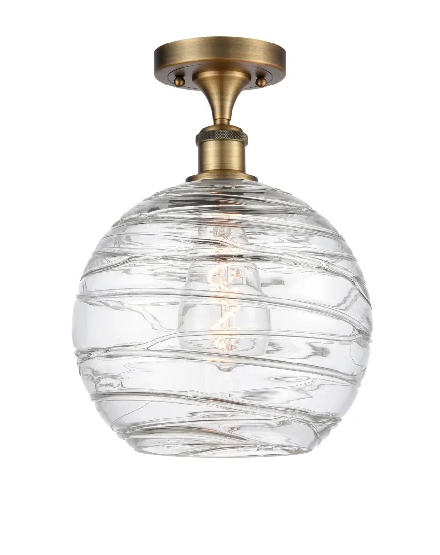Athens Deco Swirl - Brushed Brass - Semi-Flush Mount - Image 1