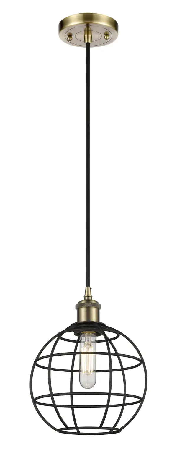 The Lake Placid pendants are versatile and showcase the popular orb wire cage design.  With five sizes, multiple finish options, choice of bulb type, and stem or cord mount, you can make this fixture your own.  The orb cage is timeless and an excellent choice for transitional to modern farmhouse to restoration decor.
