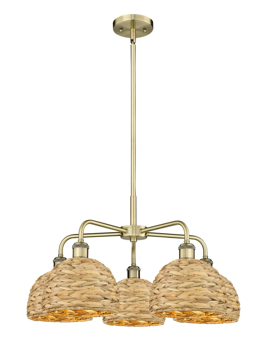 Woven Rattan - 5 Light - Natural shade - Chandelier - Image 1