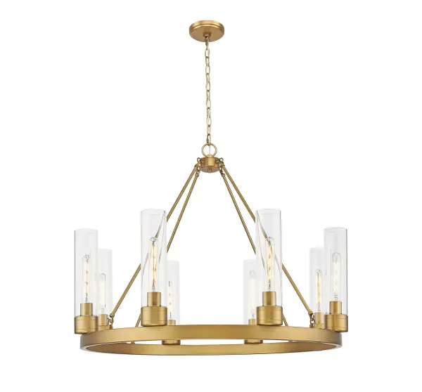 Details abound in the Boreas Collection with an industrial take on modern sophistication. This stunning line of fixtures features cylindrical glass set in an updated restoration style frame with intricate knurling detail on the sockets, canopy, and finials.