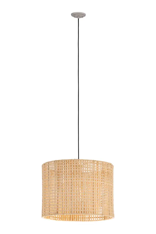 A minimalist, cleanly woven pendant reminiscent of Scandinavian design, offering a modern natural aesthetic that complements any contemporary setting.