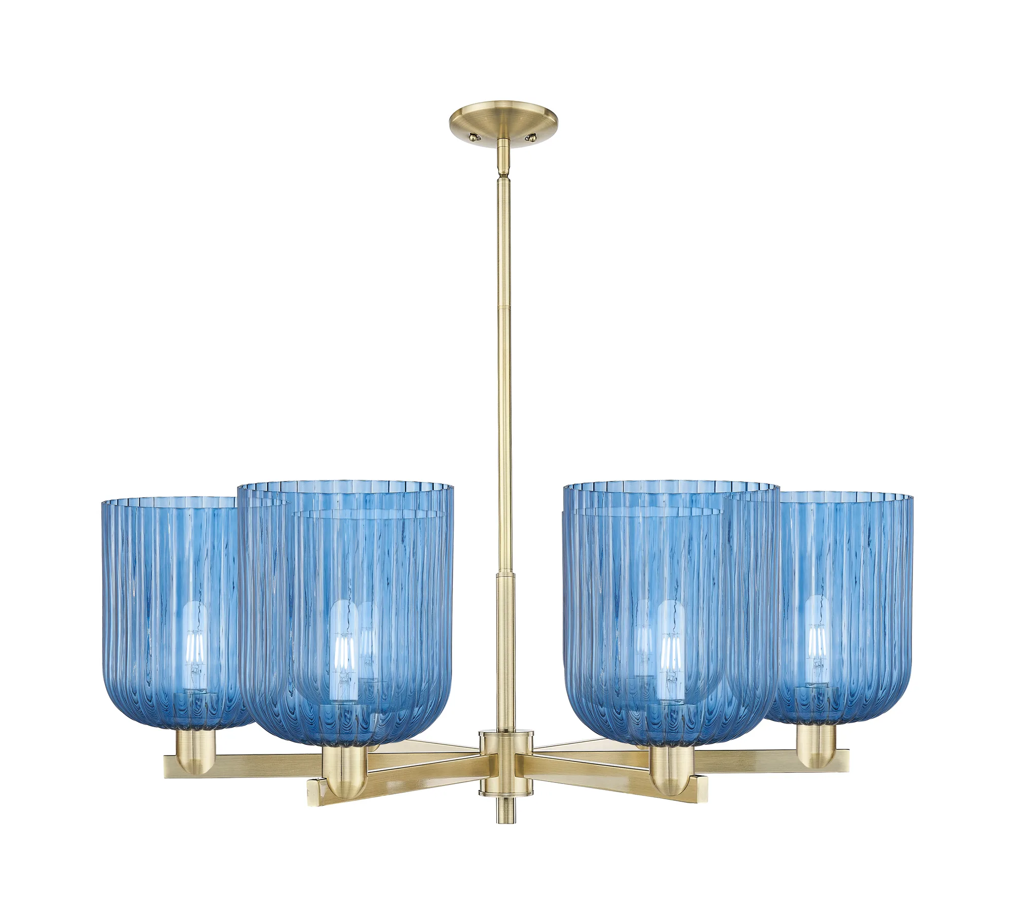 Bridal Veil - 6 Light - Blue Bridal Veil Shade - Chandelier