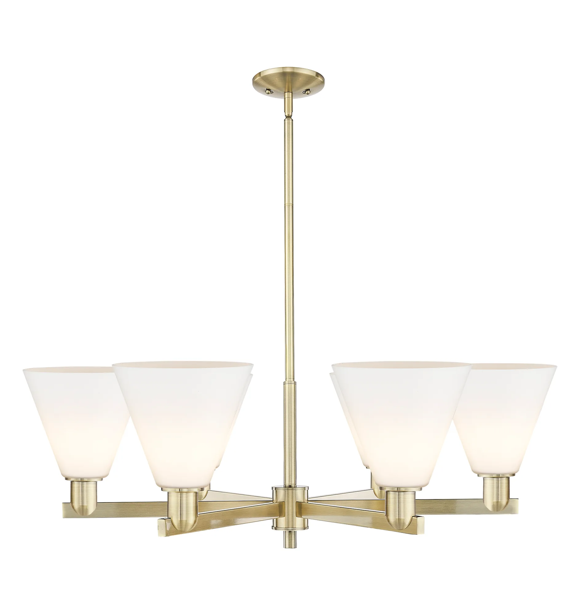 Berkshire Glass - 6 Light - Matte White shade - Chandelier