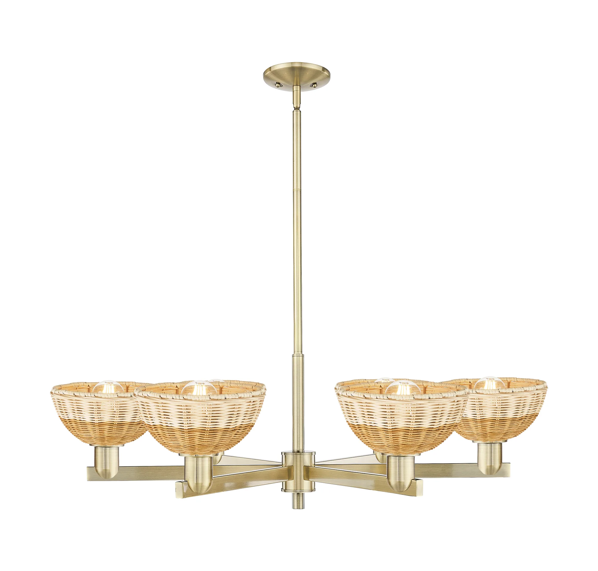 Natural Ballston Dome - Antique Brass - Chandelier