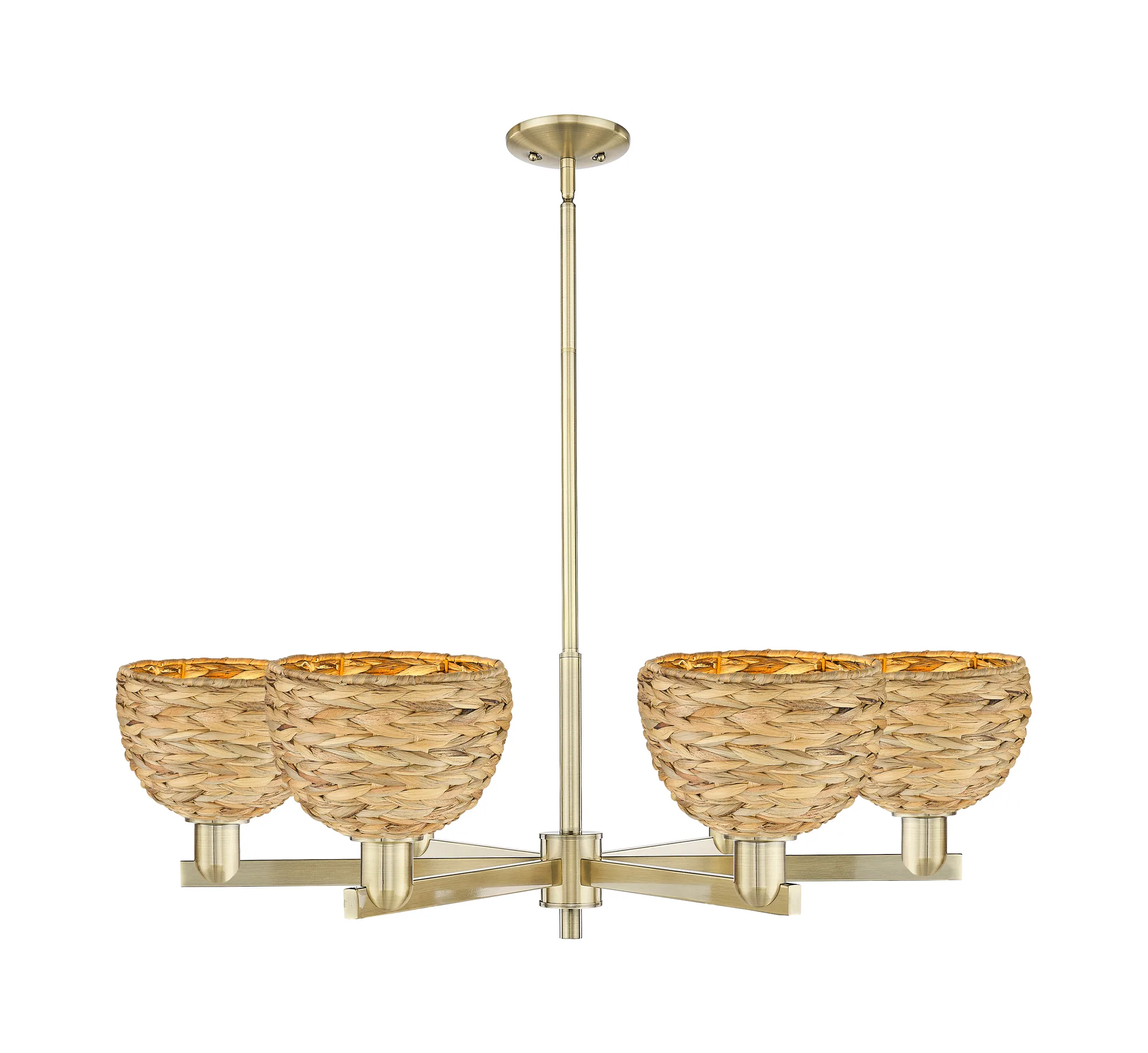 Woven Rattan - 6 Light - Natural shade - Chandelier