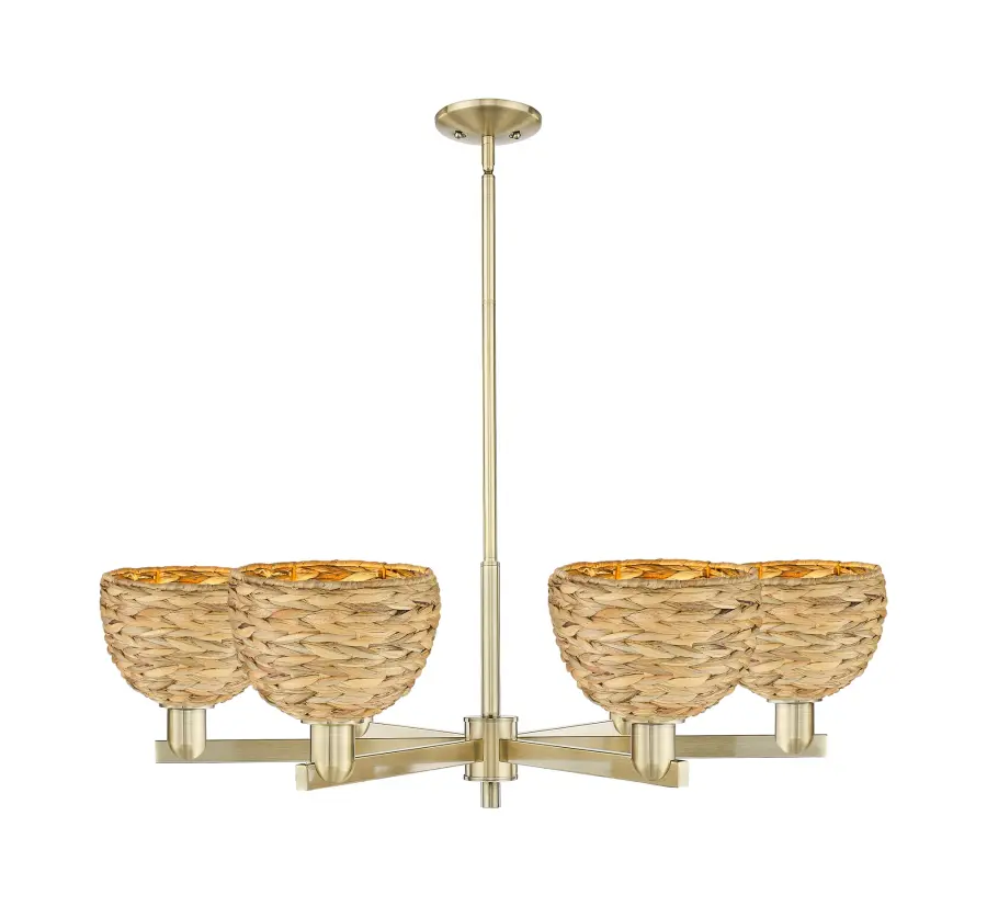 Woven Rattan - 6 Light - Natural shade - Chandelier - Image 1