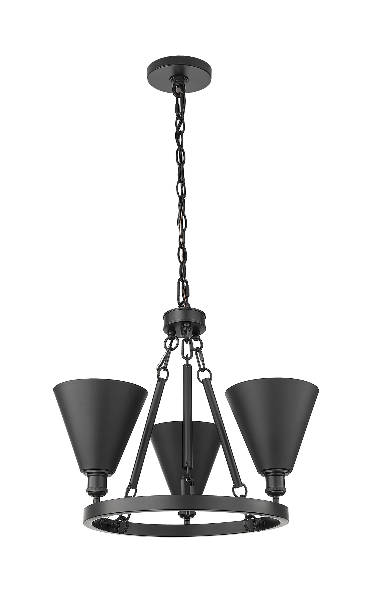 Berkshire Metal - 3 Light - Matte White Shade - Mini Chandelier