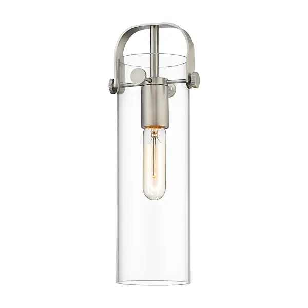 Timeless elegance abounds in the Pilaster II Cylinder collection. The graceful arch of the metal frame secures and the heavy glass cylinder and has a dynamic look that keeps this tailored piece ready to make a statement in whatever space it brightens