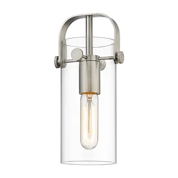 Timeless elegance abounds in the Pilaster II Cylinder collection. The graceful arch of the metal frame secures and the heavy glass cylinder and has a dynamic look that keeps this tailored piece ready to make a statement in whatever space it brightens