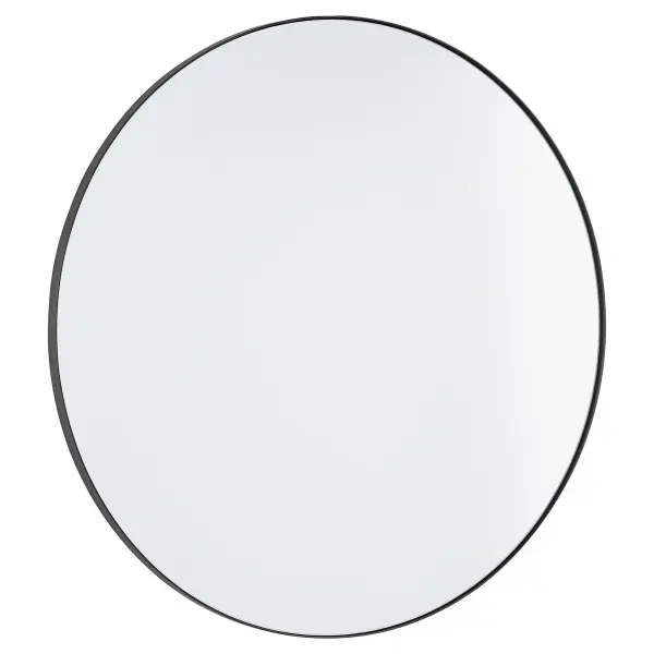 This 30-inch round mirror features a sleek matte black frame that complements any modern or contemporary décor. Its clean, simple design makes it a versatile choice for residential and commercial spaces alike.