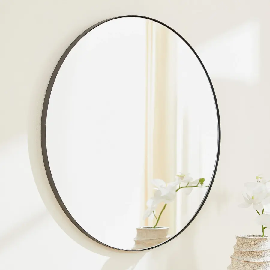30" Round Mirror in Matte Black - Image 2