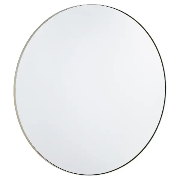 This 36-inch round mirror features a sleek silver finish that complements any décor style. Its generous size makes it ideal for bathrooms, bedrooms, and entryways, while the simple, clean design ensures timeless appeal.