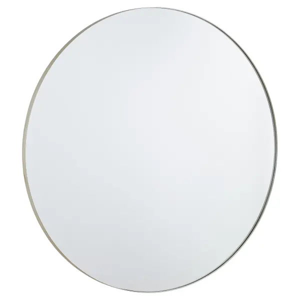 This 42-inch round mirror features a sleek silver finish that complements any décor style. Its generous size makes it ideal for bathrooms, bedrooms, and entryways, while the simple, clean design ensures timeless appeal.