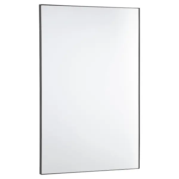 This 24x36" rectangular mirror features a sleek matte black frame that complements any contemporary or minimalist décor. Its versatile size and clean lines make it ideal for bathrooms, bedrooms, and entryways.