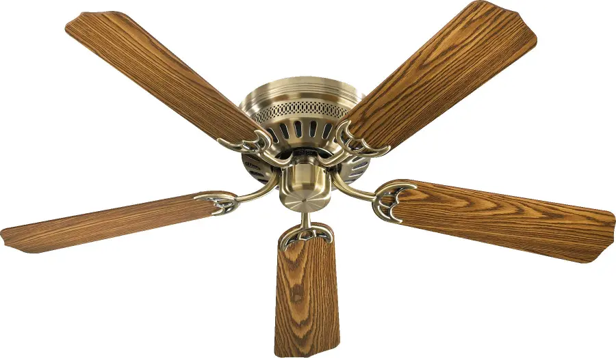 Custom Hugger 52" Ceiling Fan in Antique Brass - Image 1