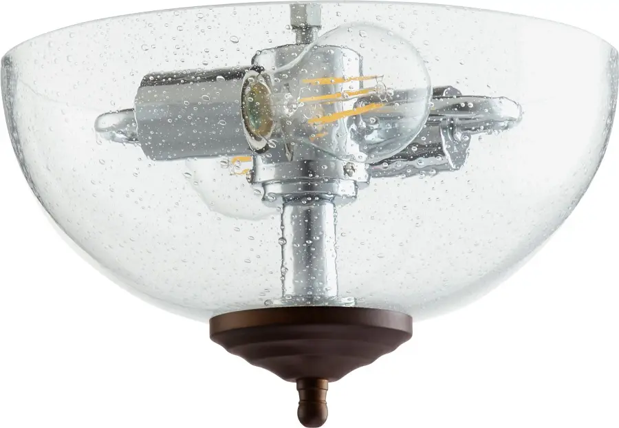 Clear Seeded Glass LED Light Kit with Toasted Sienna & Oiled Bronze - Image 1
