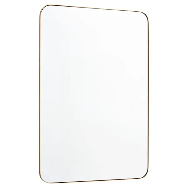 The Stadium mirror combines practical functionality with contemporary style. Its rounded rectangle contour and 1-inch extension create visual interest, while the gold finish adds warmth to any space.
