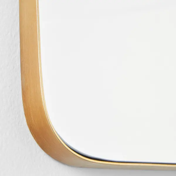 The Stadium mirror combines affordability with functional elegance, featuring a rounded rectangle contour with 1-inch extension and gold finish. Its 30"x40" size makes it ideal for bathrooms, bedrooms, and commercial spaces. - alternate view