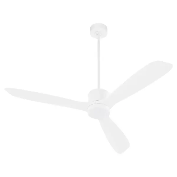 The Portland 58" ceiling fan combines sleek modern design with durable wet-rated construction, making it ideal for patios, porches, and covered outdoor areas. Its rounded profile and studio white finish add contemporary style. - alternate view