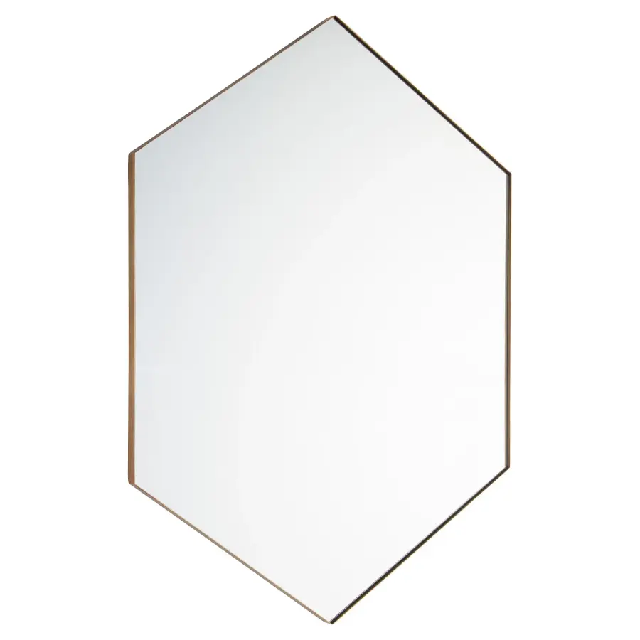 Hexagon Wall Mirror in Gold - 28" x 40" - Image 1
