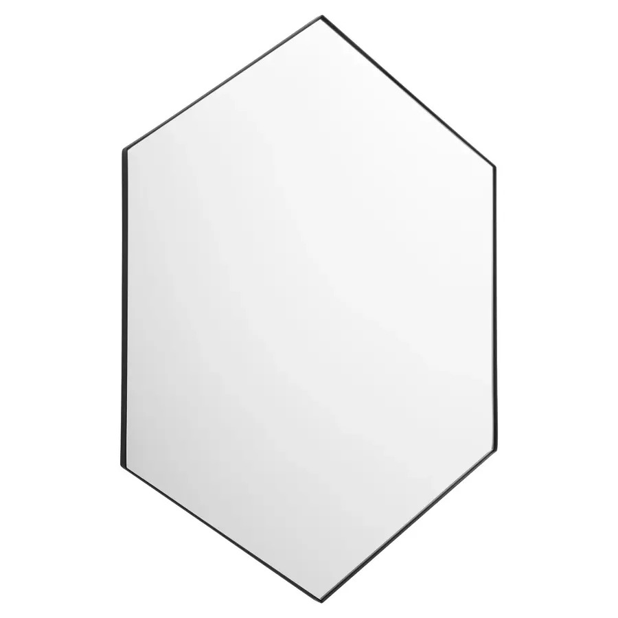 Hexagon Mirror 28" x 40" in Matte Black - Image 1
