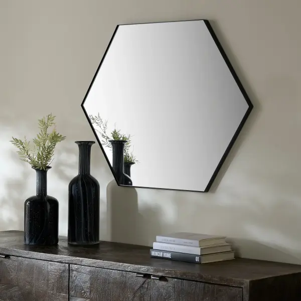 Hexagon Mirror 28" x 40" in Matte Black - Image 5
