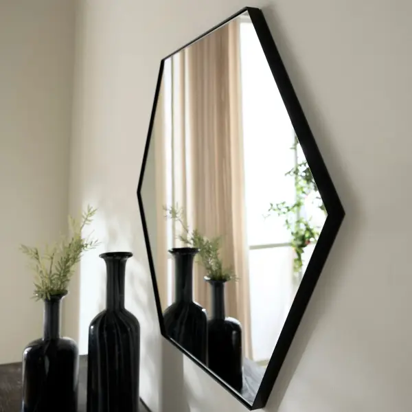 Hexagon Mirror 28" x 40" in Matte Black - Image 7