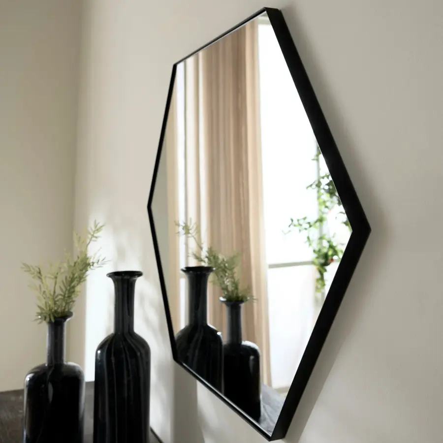 Hexagon Mirror 28" x 40" in Matte Black - Image 7
