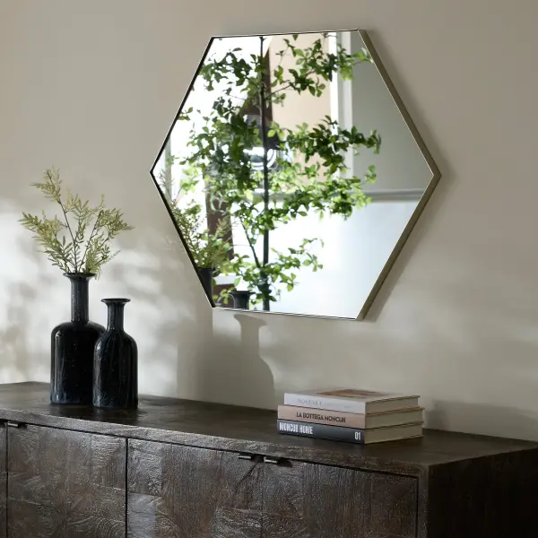 Hexagon Wall Mirror 28" x 40" - Silver - Image 5