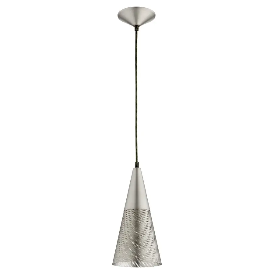Mesh Cone Pendant Light - Satin Nickel - Image 1
