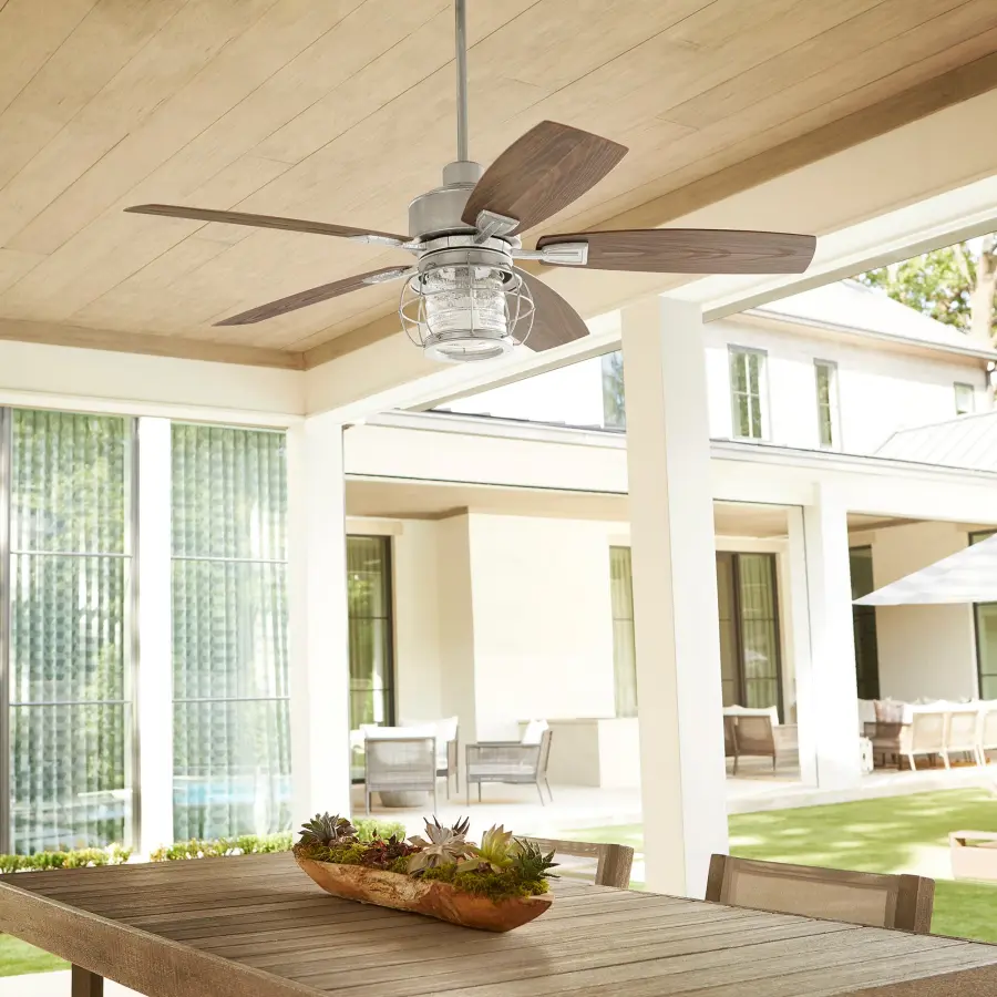 Galveston 52" Galvanized Indoor/Outdoor Ceiling Fan with Caged LED Light - Image 2