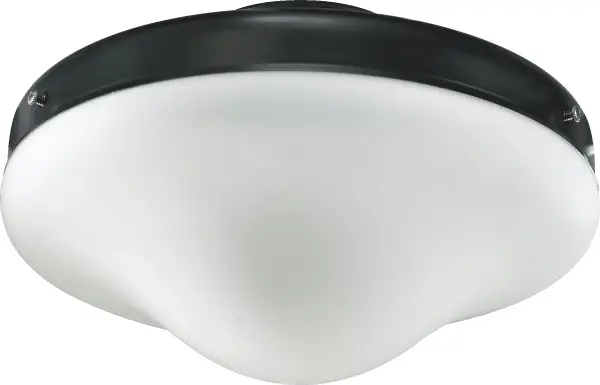 This minimalist LED light kit pairs opal glass with matte black for soft, ambient lighting. Wet-rated for covered patios and coastal porches, it brings modern functionality to outdoor ceiling fans.