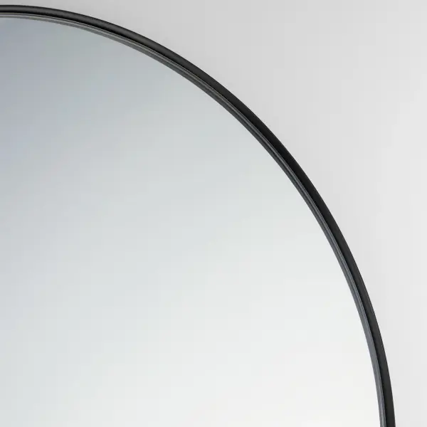 The Capsule mirror features a distinctive pill-shaped design with a 1-inch frame extension in matte black finish. At 21" x 40", it's ideal for full-length viewing in bathrooms and bedrooms, offering affordable style and functionality. - alternate view