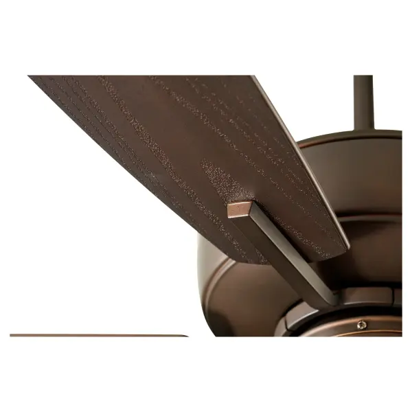 The Breeze Patio 52" ceiling fan combines durability with style, featuring a wet-rated design ideal for covered patios and indoor rooms. Its 5-blade configuration and 3-speed motor deliver reliable airflow in a transitional oiled bronze finish. - alternate view