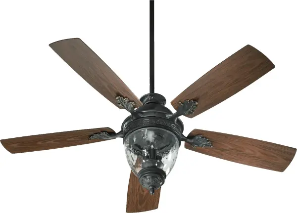 The Georgia 52" combines traditional elegance with all-weather durability. Fine floral details and clear hammered acorn glass create a luxurious aesthetic, while semi-square tip blades provide balanced airflow for year-round comfort.
