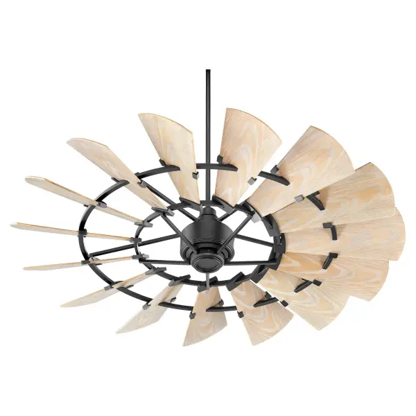 The Windmill ceiling fan makes a bold statement with its 15-blade wagon wheel design inspired by classic farm windmills. Features a powerful 6-speed DC motor delivering 3472 CFM, remote control, and rustic black finish perfect for large spaces.