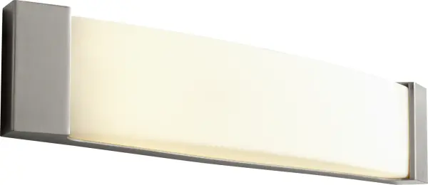 The Apollo vanity light delivers clean, modern styling with its satin nickel finish and matte white glass shades. Perfect for contemporary bathrooms, this 2-light fixture provides excellent task lighting while maintaining a low profile.