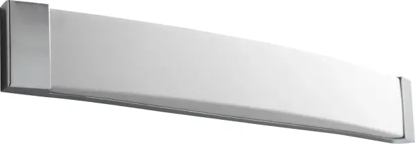 The Apollo vanity light delivers clean, contemporary styling with its polished chrome finish and matte white glass shades. At 37 inches wide, it provides excellent illumination for double vanities while maintaining a slim 4.75-inch profile.